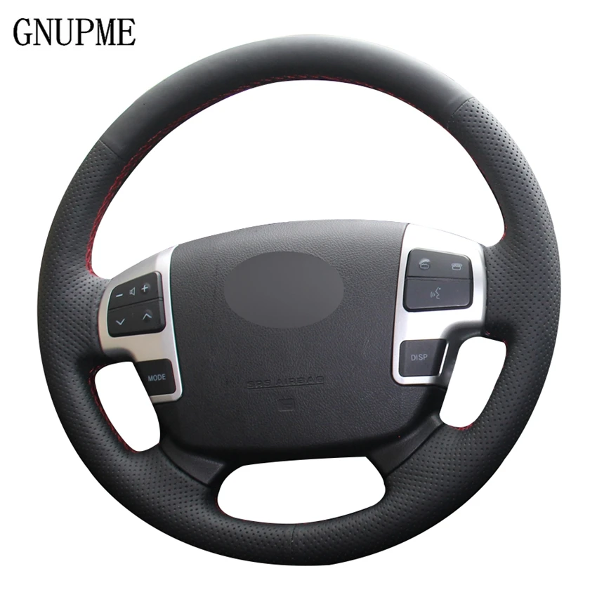 Cubierta de cuero Artificial para volante de coche, accesorio negro para Toyota Land Cruiser, LC2008-2015, Tundra, 2007- 2013