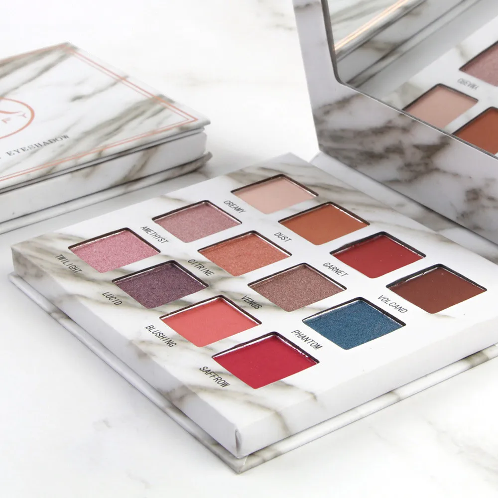 Блестящие матовые тени для век 12 цветов палитра макияжа стойкая