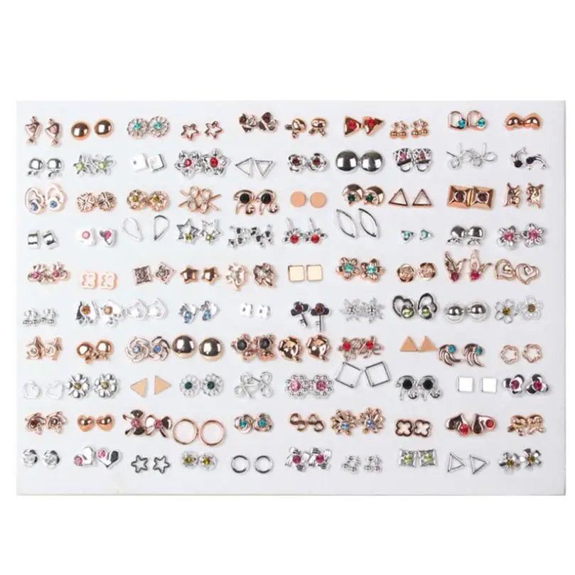 100 пар женские акриловые Кристальные маленькие серьги-гвоздики наборы для