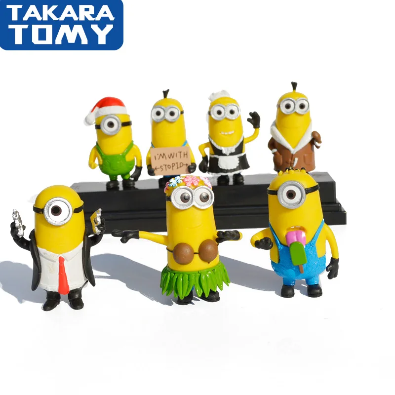 

4.5CM-7CM Kawai Miniones Figurines Toys 3D Eye Despicable Action Figures Classic Xmas Gifts for Children