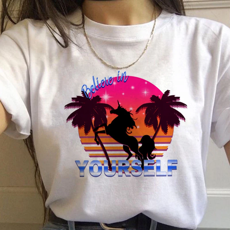 7543 Vaporwave эстетическое 90s модные футболки для женщин Harajuku Ullzang футболки Графический Забавный мультфильм футболка Топ-безрукавка в уличном стиле женский - Цвет: 7543