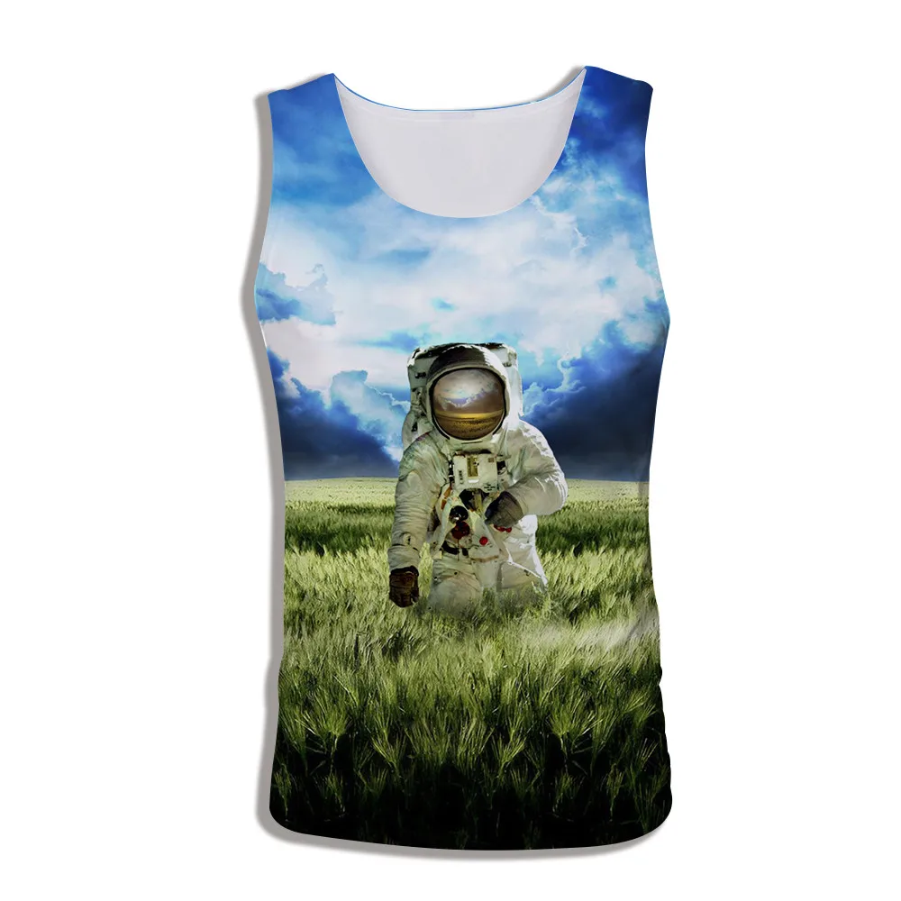 Новинка 2019 мужской жилет с 3d принтом космонавта майка без рукавов для фитнеса