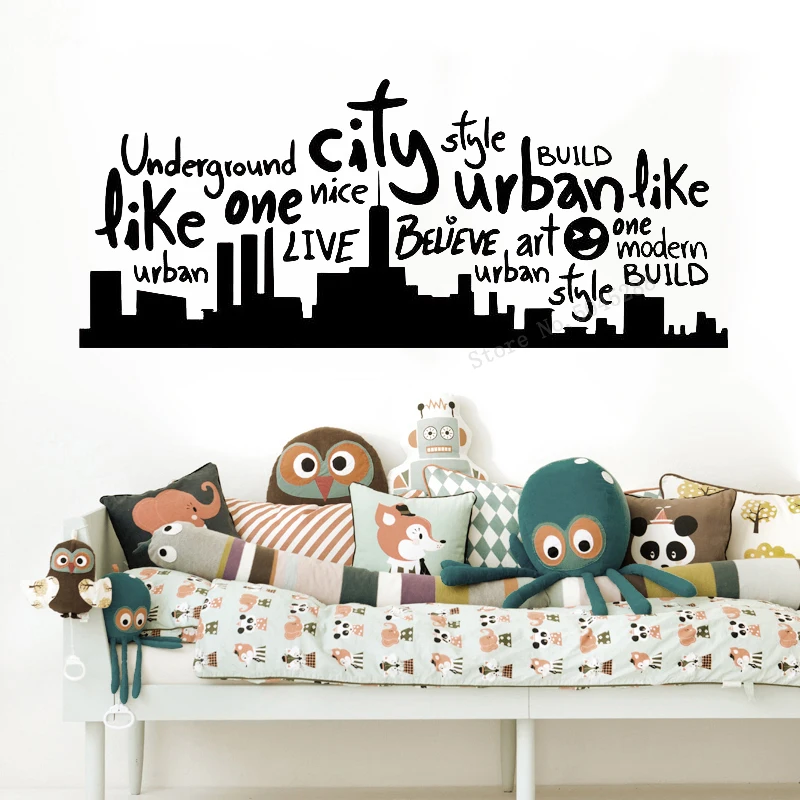 Здание города художественный Декор для дома городской город настенные наклейки