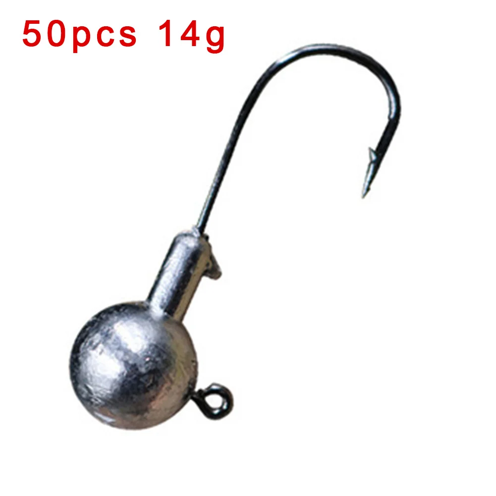 

50pcs Universal Fishing Jig Head Lead Soft Lure Weights 3.5/5/7/10/14/20g Outdoor Fishing Kit Corrosion Resistance Hook