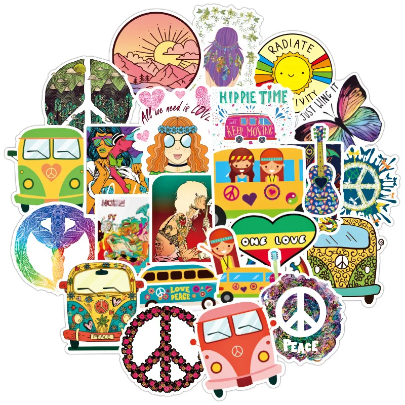 

50 шт. хиппи хипстер водонепроницаемый стикер s для багажа Холодильник для велосипеда гитарные элементы стайлинга для ноутбука и автомобиля ...
