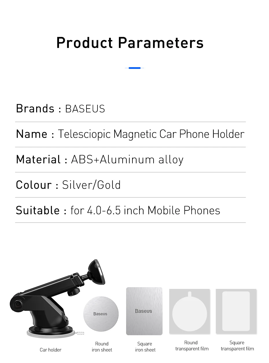 Baseus, автомобильный держатель для телефона, телескопический, для iPhone, мобильного телефона, лобовое стекло, приборная панель, присоска, авто крепление, Магнитная подставка, поддержка