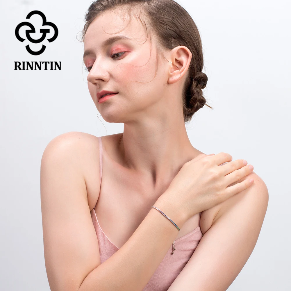 Женский браслет из серебра 100% пробы с фианитом|Гибкие и жесткие браслеты| |