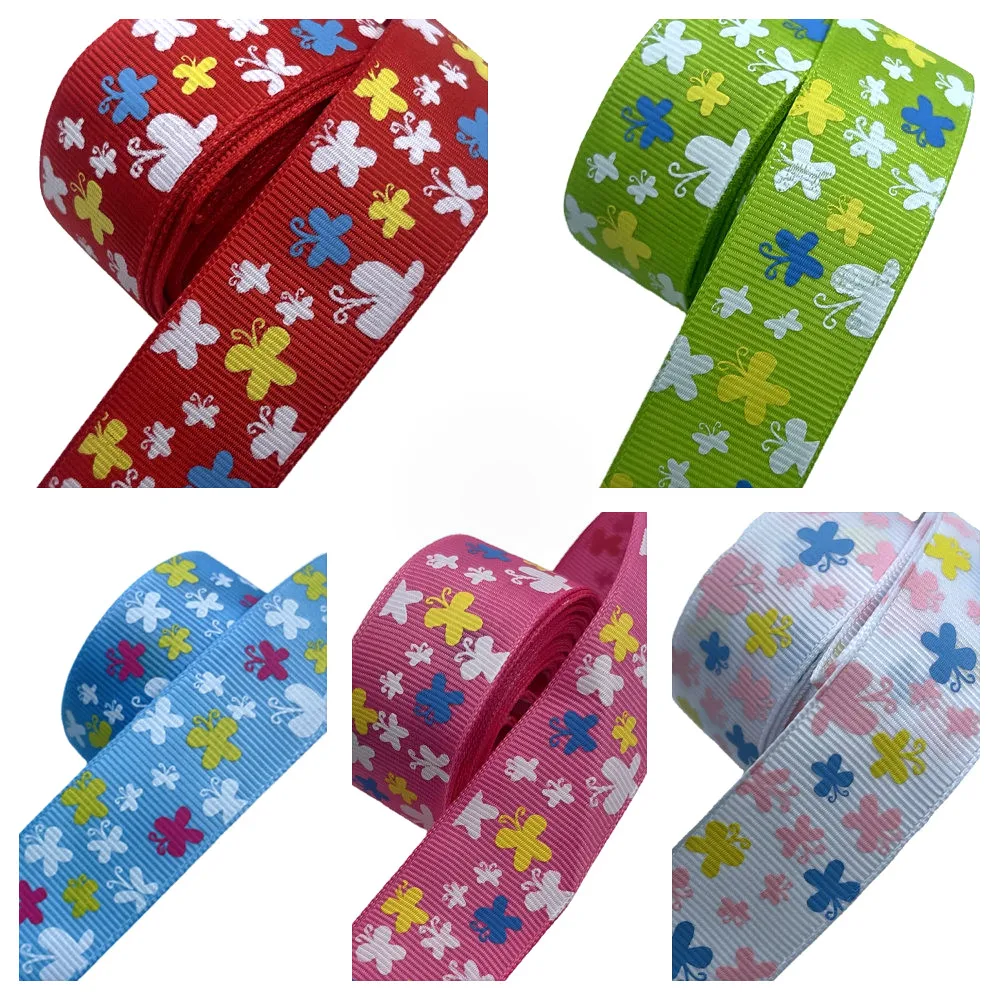 

Suoja 1'' 25mm 5Yards/pack Cartoon Butterfly Ribbons Thermal Transfer Printed grosgrain Wedding Accessories DIY Material