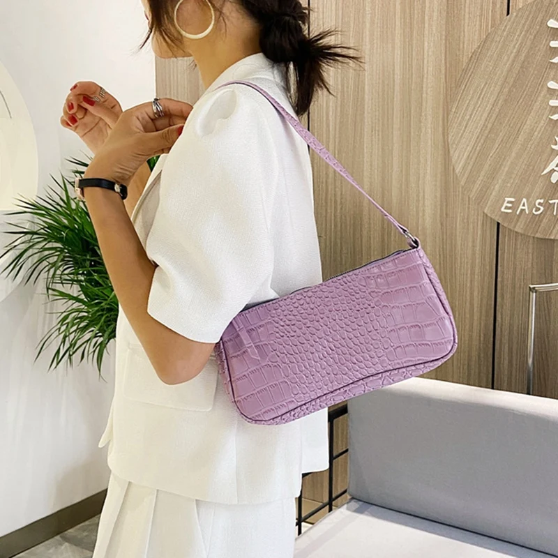

Women Crocodile Pattern Shoulder Bag Retro One-shoulder Armpit Bag PU Leather Fashion Commute Ladies Handbag Dropship Wholesale