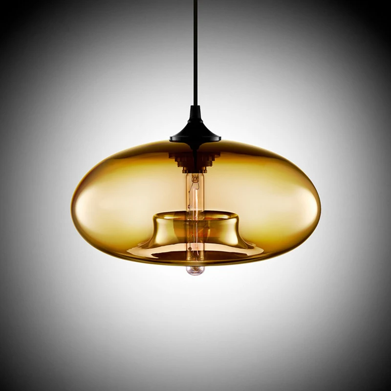 

A Nordic Modern Loft Pendant Lamp 7 Color Glass Lustre Industrial Decor Hanging Lights Fixtures E27/E26 for Kitchen Restaurant