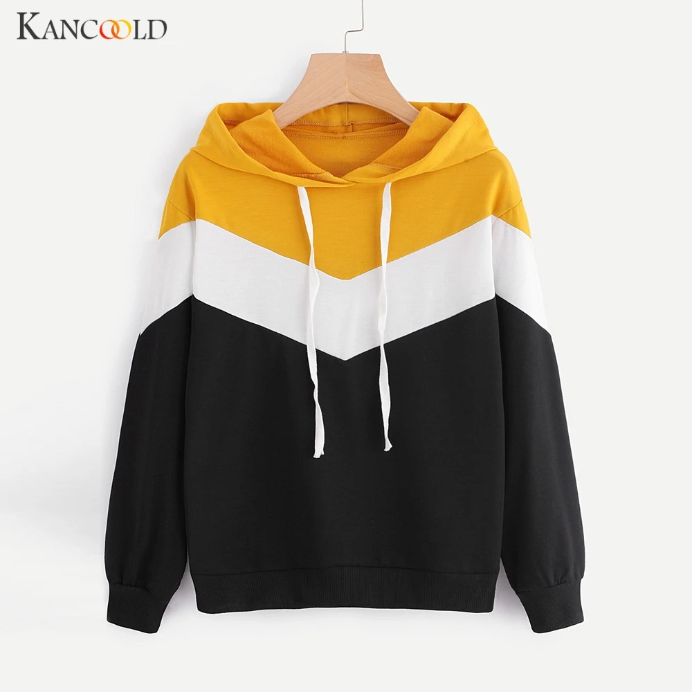 KANCOOLD, Осень-зима, трехцветная Женская толстовка, повседневные, большие размеры, толстовки с эластичными манжетами, стрейчевые, спортивная одежда, топы