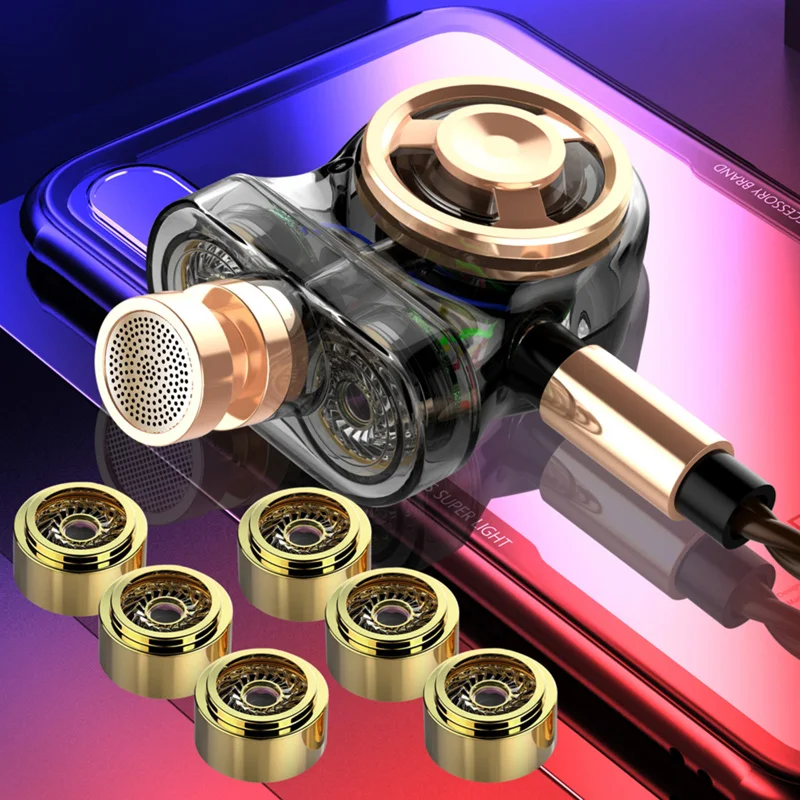 SD01 сабвуфер наушники вкладыши шесть ядер три спирали с микрофоном Hi Fi стерео