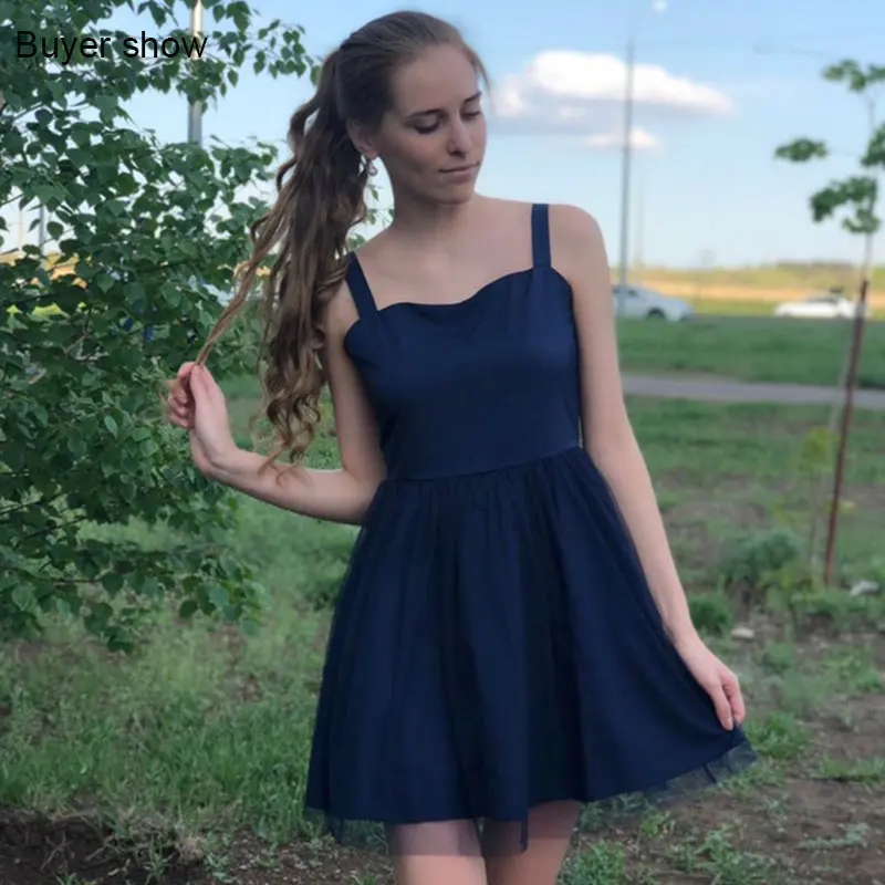 Сексуальное Сетчатое бальное мини-платье на бретельках, модное однотонное платье принцессы с открытыми плечами, Дамское элегантное платье для банкета, вечеринки