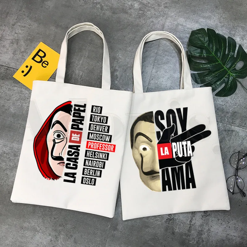 

La Casa De Papel Money Heist House of Paper Casual Handbags Shoulder Bags Casual Shopping Girls Handbag Women Elegant Canvas Bag