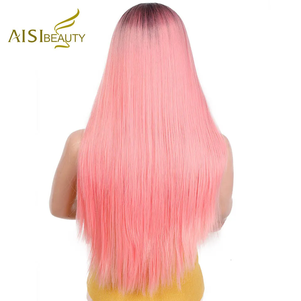 AISI BEAUTY длинный Омбре розовый парик синтетические парики для черных/белых женщин прямой красный блонд зеленый серый коричневый желтый Косплей