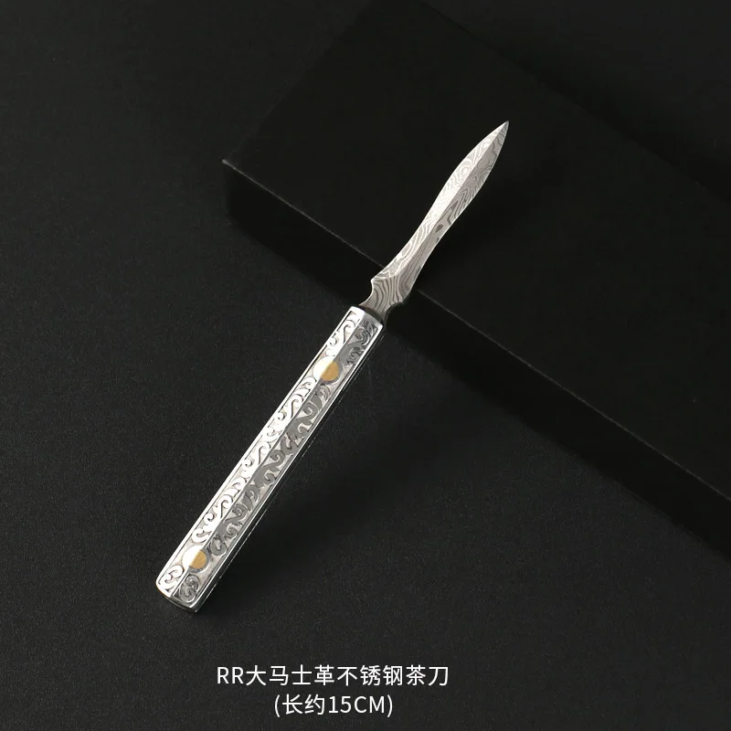 

Puer Metal Tea Knife Accessories Ceremony Home Gift Chinese Sandalwood Green Oolong Tea Knife Prying Caja De Te Teaware DG50TNC