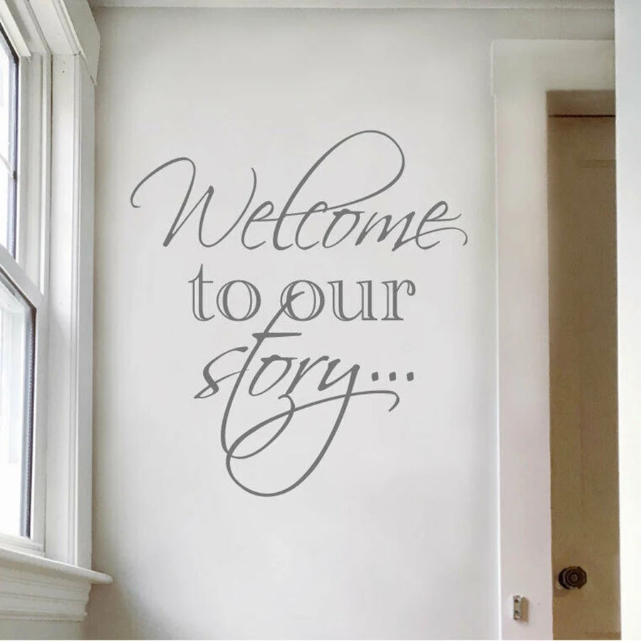 

Family Wall Sticker Welcome To Our Story Quotes Vinyl Glass Decals Bedroom Living Room Home Decoration Art Lettering Mural M711