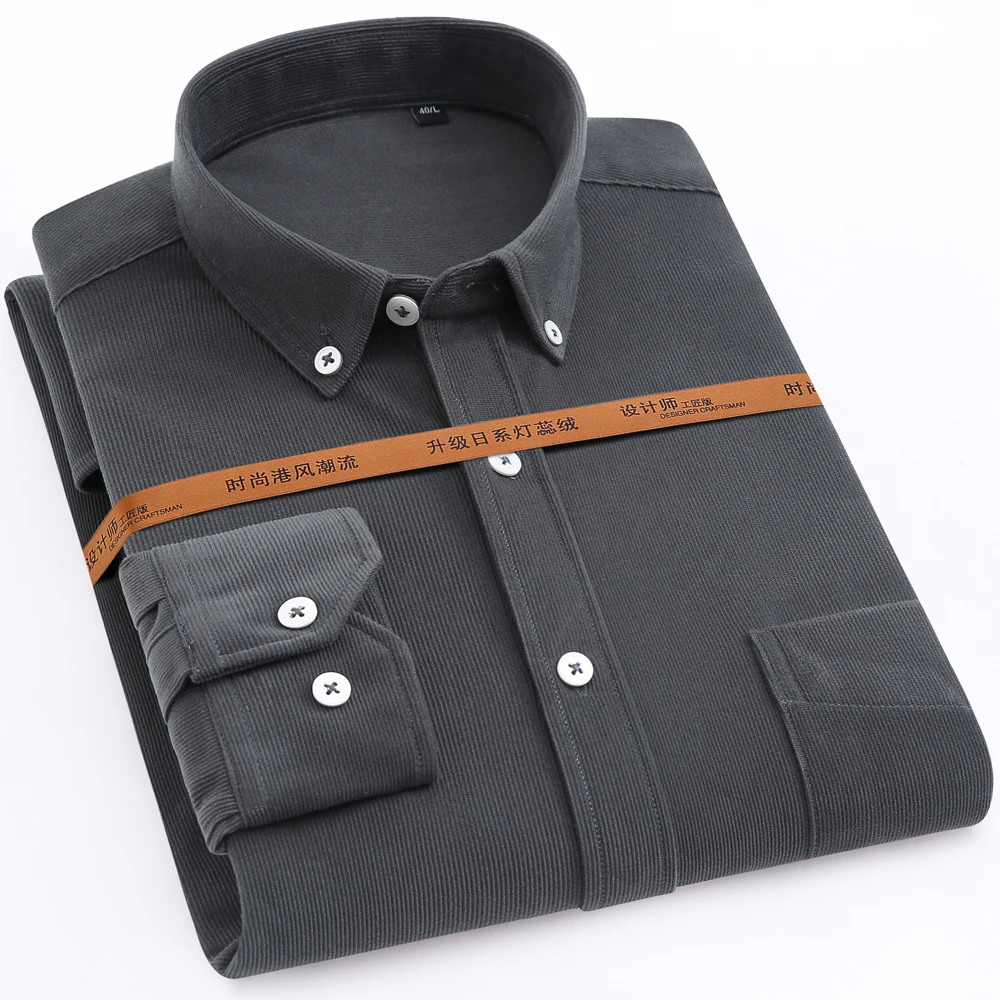 Мужская повседневная Вельветовая рубашка однотонная удобная мягкая в японском