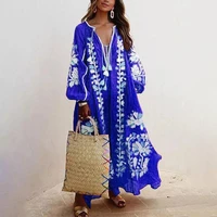 bohemian dress women vintage printed autumn deep v neck lantern sleeve ethnic floral print indian dresses %d0%bf%d0%bb%d0%b0%d1%82%d1%8c%d1%8f %d0%b4%d0%bb%d1%8f %d0%b6%d0%b5%d0%bd%d1%89%d0%b8%d0%bd 2021