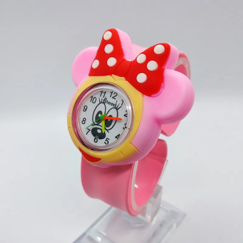 High Quality Children Watch for Girls Baby Gift 3D Minnie Turtle Pat Flap Wrist Watch Child Sports Students Clock Kids Watches - Цвет: Розовый
