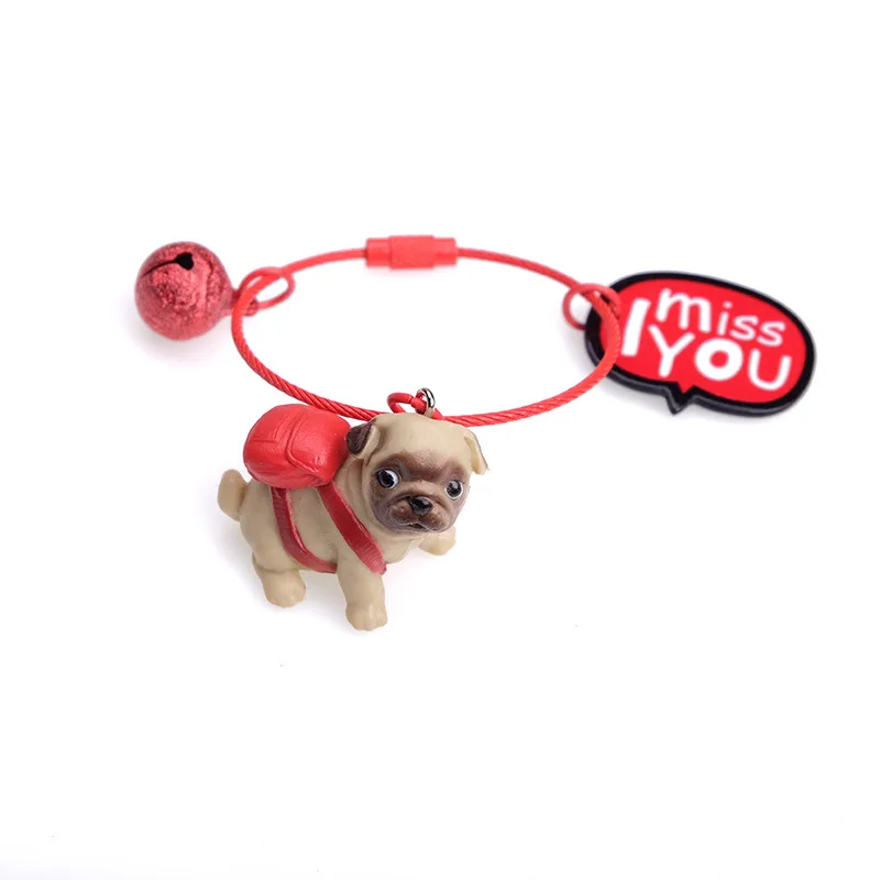 Мультяшный 3D милый питомец собака бульдог автомобиль брелок животное мопс