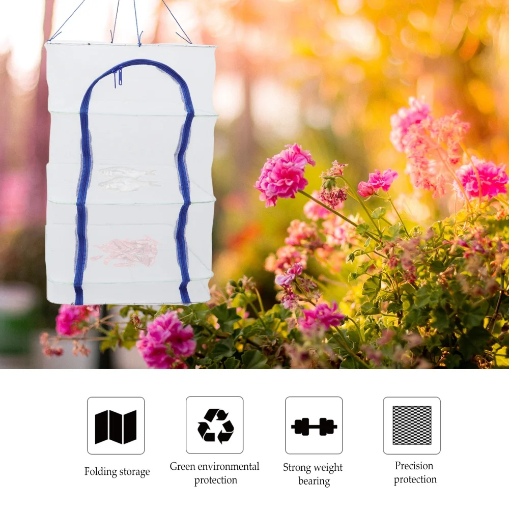 

1pc 3-layer Drying Net Folding Fish Dry Rack Mesh Vegetable Drying Net