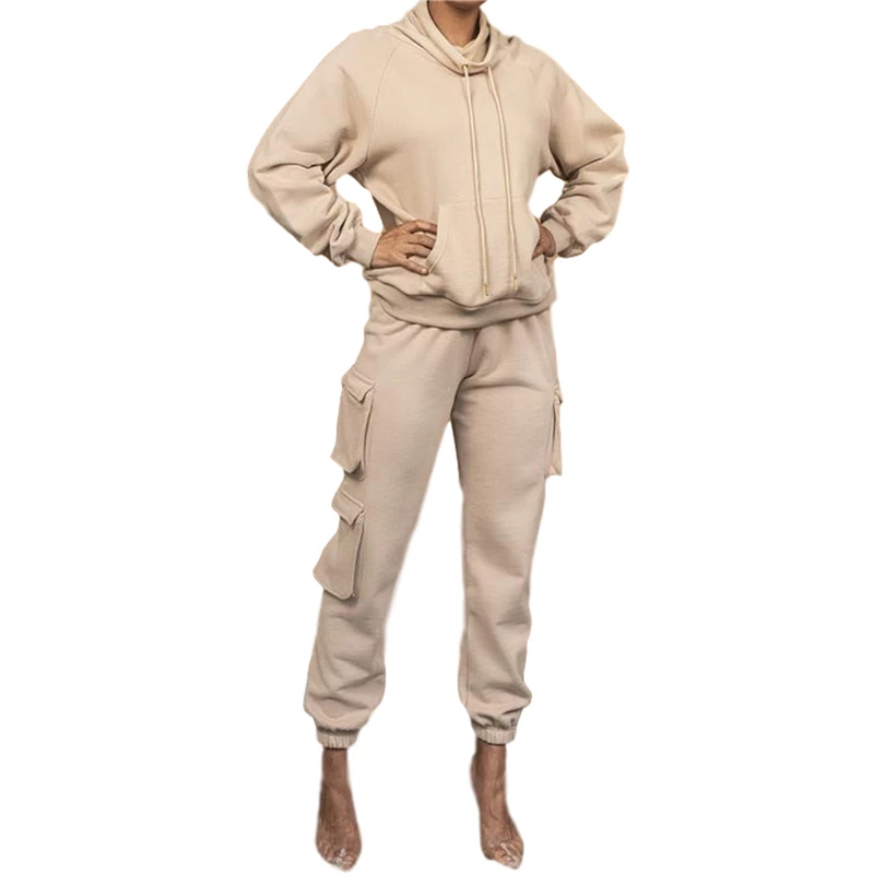 

Women Solid Color Sweatpants High Elastic Waist Drawstring Loose Fit Jogger Pants with Pockets Plus Size Ladies Cargo Trousers