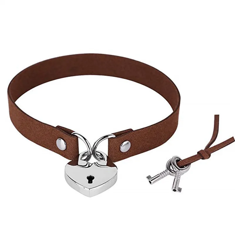 Женский чокер с замком в форме сердца и ключа черный ошейник аксессуар для