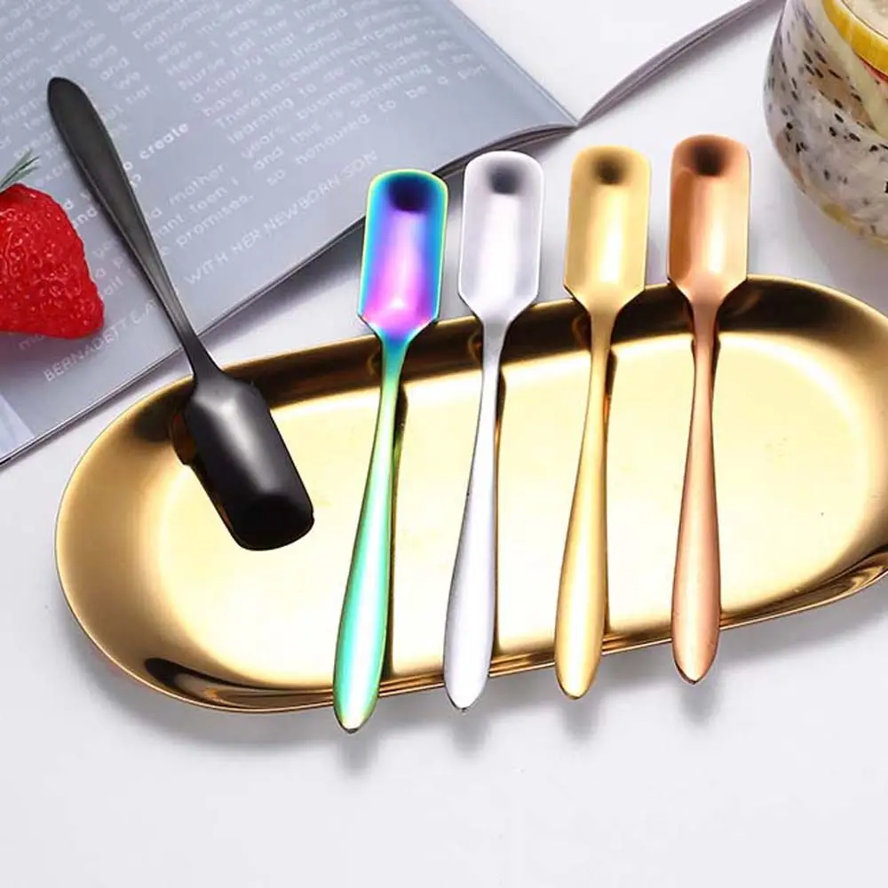 

Красочные длинные чайные ложки, ложка из нержавеющей стали для перемешивания сока и кофе, десерт для мороженого