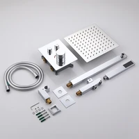 Shower Faucets Set Button Thermostatic Main Body Rain Shower Head Wall Mounted Shower Mixer Tap Bath Shower Faucets HIDEEP