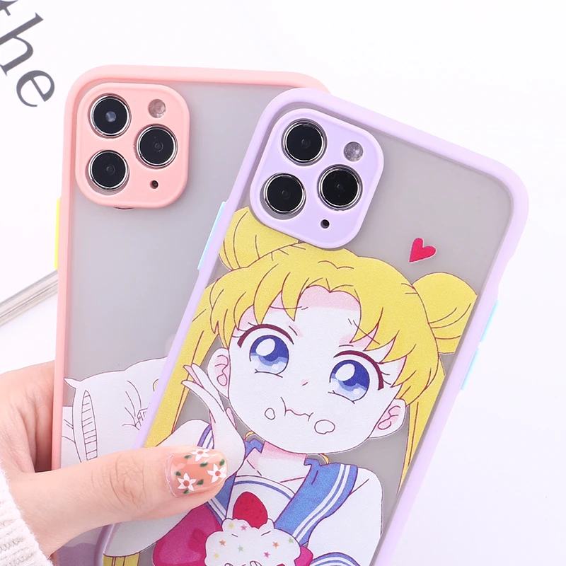 

Sailor Moon Anime Camera Protection Bumper Phone Cases For iPhone 11 Pro Max XR XS Max X 8 7 6S Plus Matte Shockproof Back Cover