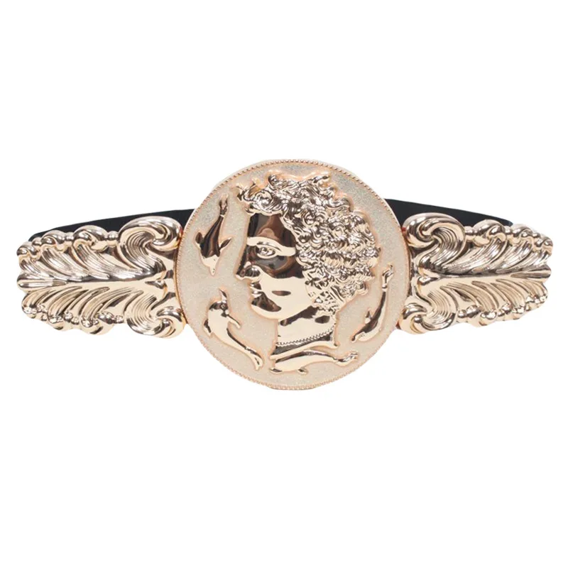 Ремень в стиле панк для женщин металлический пояс с заклепками и золотой