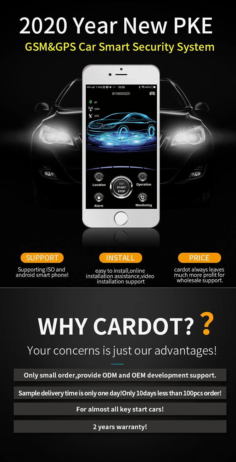 CARDOT 2g gps gsm умный дистанционный стартер пассивная система автосигнализации