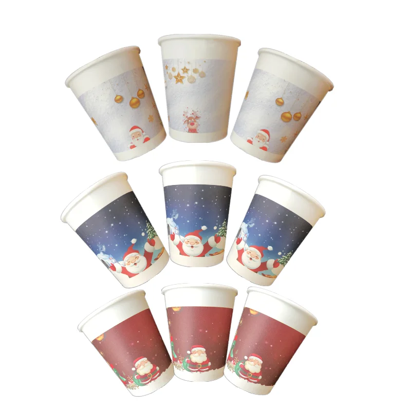 10 шт./компл. Рождественская бумажная чашка Санта Клауса Рождественское украшение