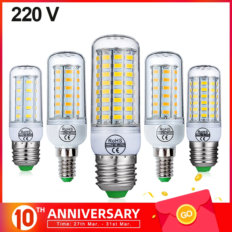 Светодиодный светильник E14 SMD5730 220 В кукурузная лампа 24 36 48 56 69 72 подвесной