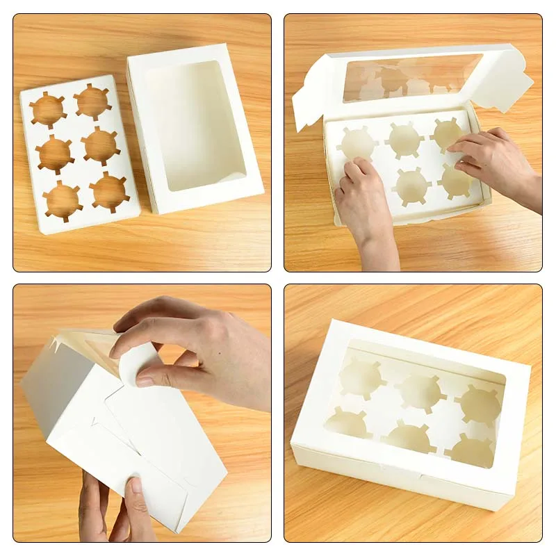 

5Pcs 6Holes Cupcake Boxes With Clear Window Chocolate Muffin Box Cake Removable Tray For Home Baking Packing Birthday Party Gift