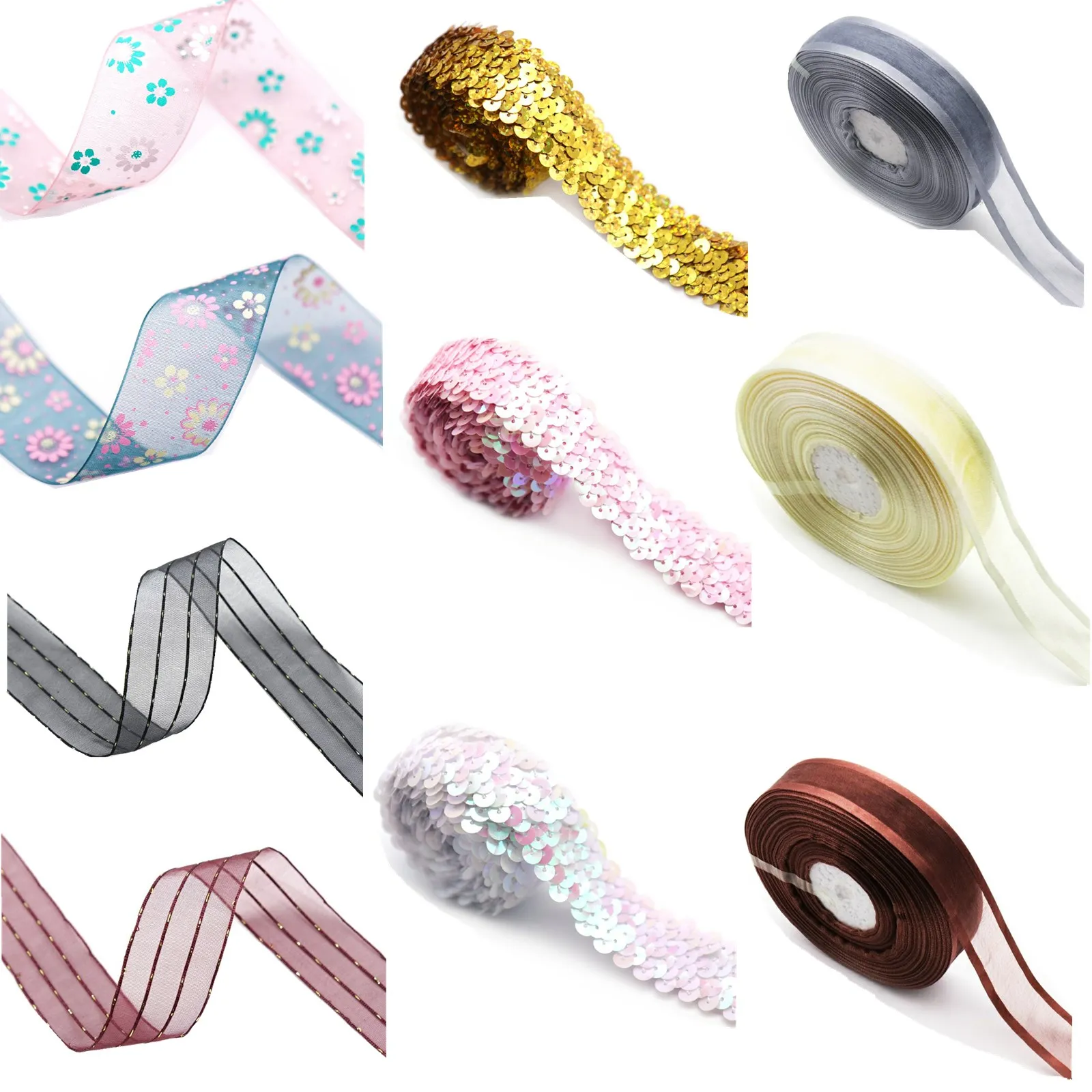 Лента из органзы с единорогом полосатая лента блестками для свадебного декора