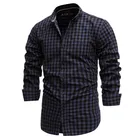 Новинка Весна 2021, хлопковая клетчатая рубашка, мужская приталенная деловая Повседневная рубашка для мужчин, Высококачественная верхняя одежда для охоты и походов