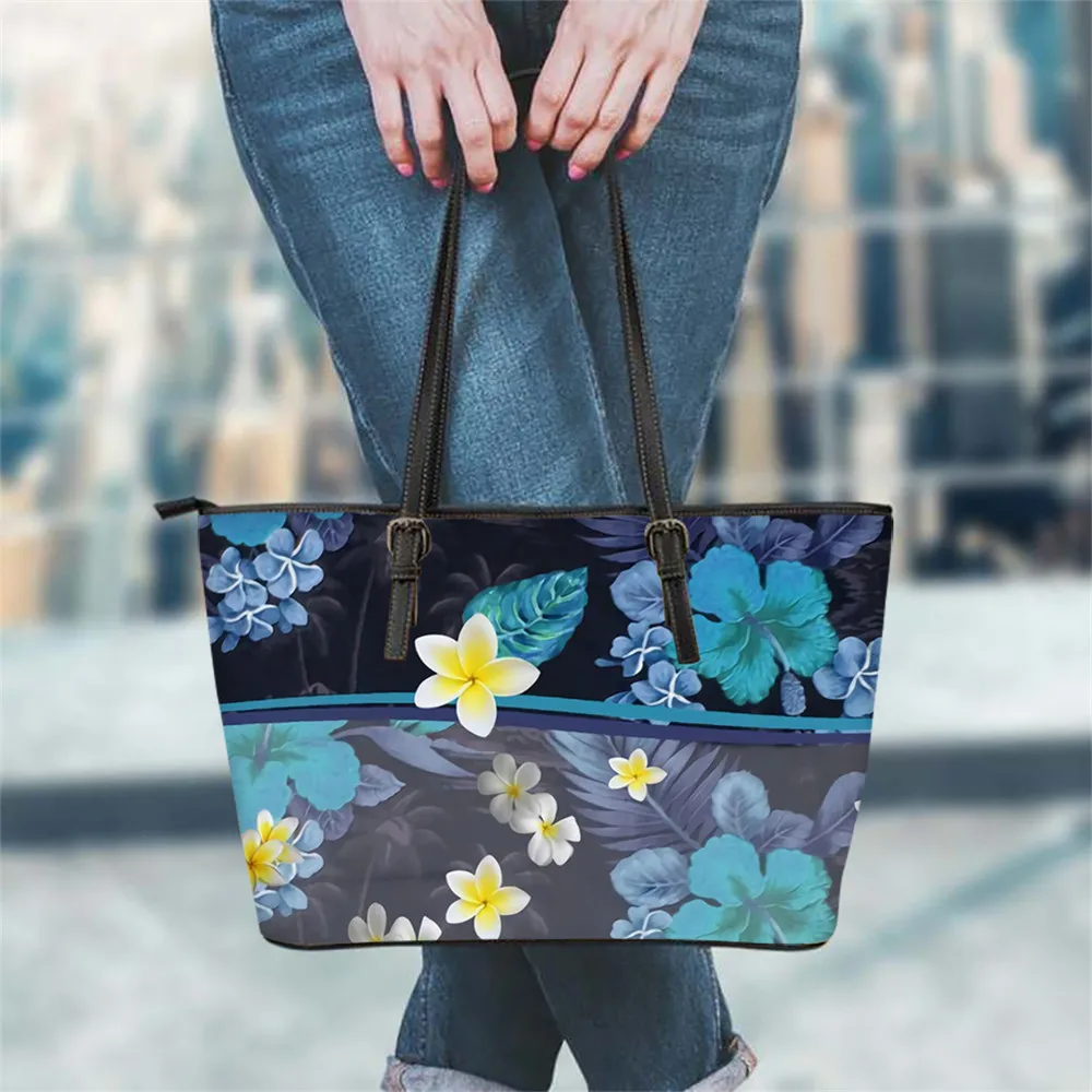 

FORUDESIGNS Luxury Design Women Party Shoulder Bag Hawaiian Hibiscus And Plumeria 3D Printed Lady Casual Outdoor Shopper Bolsa