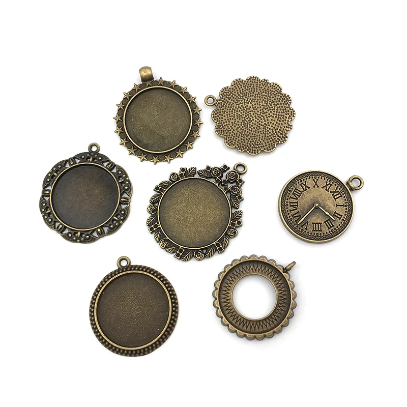 

5pcs stickers 25mm base bottom support, round glass patch, alloy pendant pendant, DIY jewelry accessories