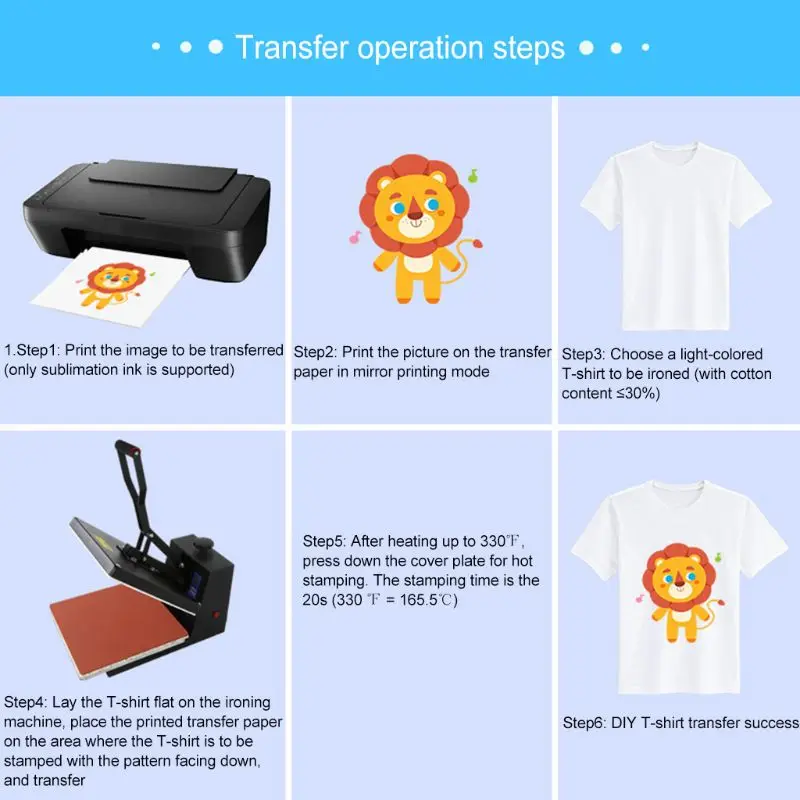 

100 Pcs A4 Sublimation Heat Transfer Paper for Polyester Cotton T-Shirt Cushion Cloth Phone Case Printing Design