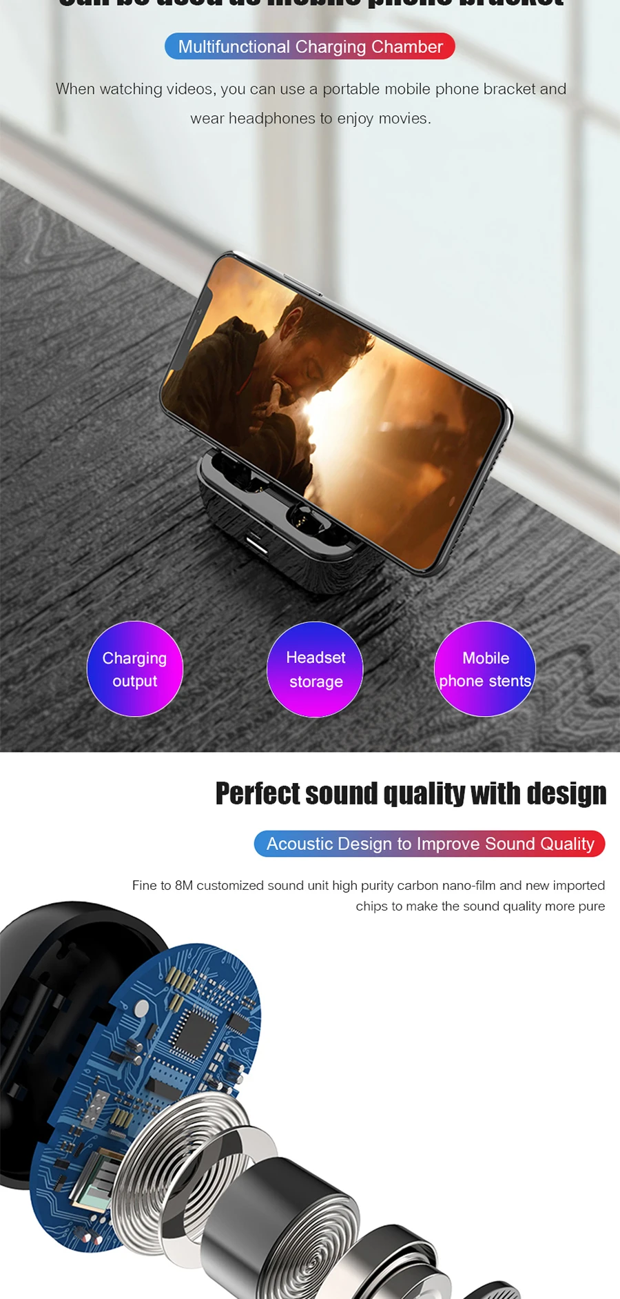 G6S TWS Bluetooth наушники светодиодный цифровой дисплей Быстрая Беспроводная зарядка гарнитура бинауральный микрофон стерео беспроводные наушники