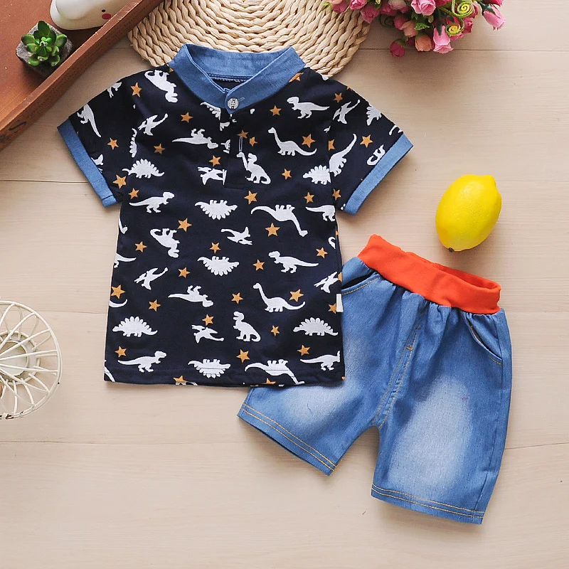 BibiCola Summer Children Boys Clothing Set Kids Pilot Clothes Baby Tops T-shirt+ Shorts Sport Suit |