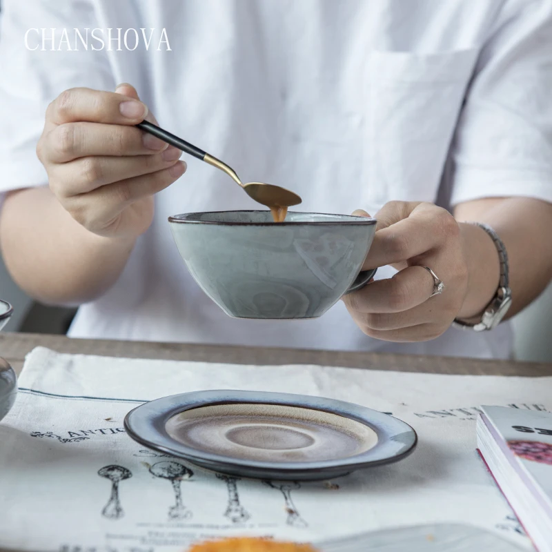 Чаньшова Маленькие кофейные чашки 50/100 мл Треснутое керамическое посуда Простота Питьевые приборы Чайная чашка Винтажный старый стиль G003 on.