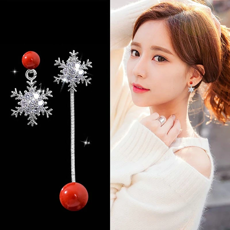 Снежинка Стразы висячие серьги искусственный жемчуг Кристалл Висячие пирсинг |