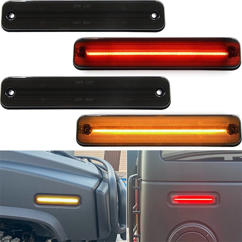 

Лампы для Hummer H2 2003-2009 F & R, янтарно-красные, дымчатые линзы, искусственная кожа + Светодиодные Габаритные огни для крыши кабины, комплект ходовых огней