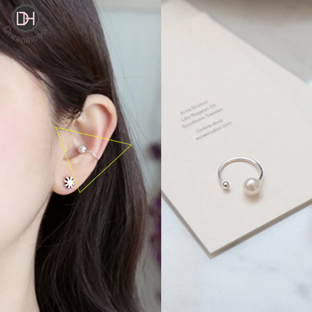 

Dreamhonor New Popular 925 Sterling Silver Pearl Clip Earrings For Women Non Piercing Earrings Jewelry