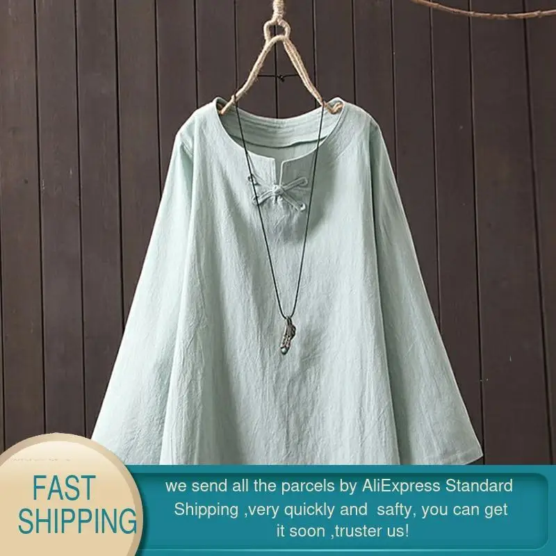 Женские хлопковые льняные топы и блузки женская рубашка с длинным рукавом v