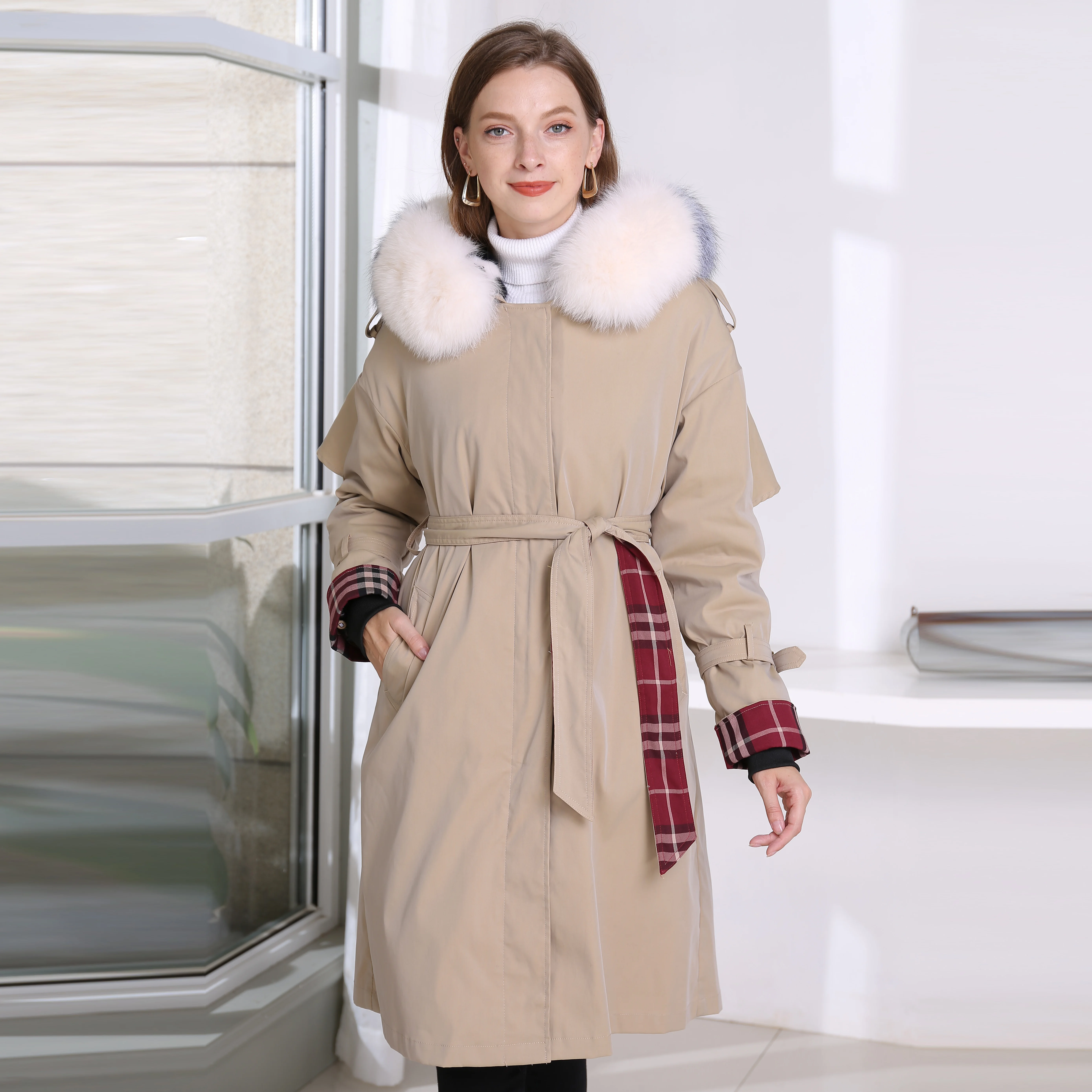 2019 новая настоящая меховая Парка женская зимняя куртка пальто с капюшоном из