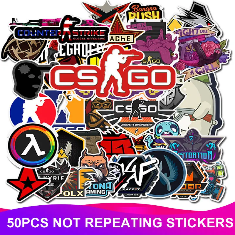 CS 50pcs 50 шт. в упаковке CS GO водостойкие наклейки из ПВХ мотоцикл Аниме игра наклейка Дети ноутбук забавные граффити смесь ретро-наклейка - Цвет: CS 50pcs